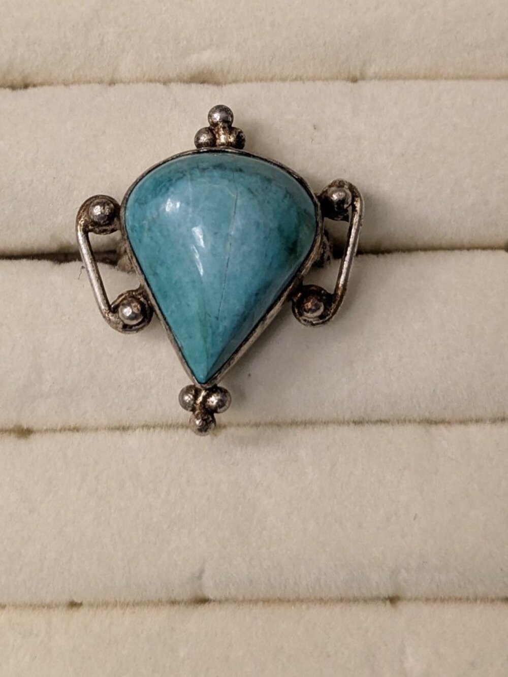 925 Silver Ring  Size 7.5  Teardrop Shaped Stone
